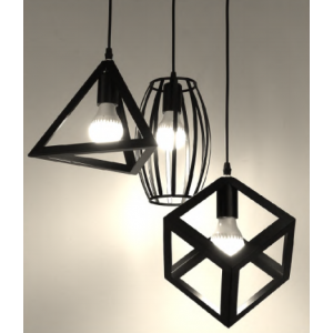 Lampara Vintage Triangulo-Cubo-Ovalada Colgante Sin Bombillo