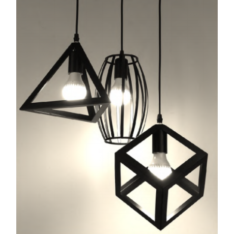 Lampara Vintage Triangulo-Cubo-Ovalada Colgante Sin Bombillo