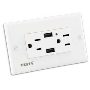 Toma Corriente Doble  + Puerto USB VESTA